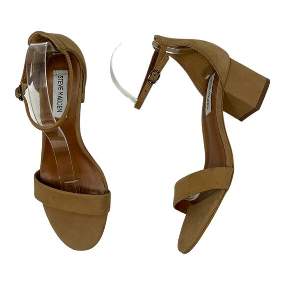 Steve Madden Irenee Tan Suede Block Heel Sandals Size 6.5 - Picture 1 of 8